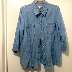 Lightweight Faux Denim Shirt
